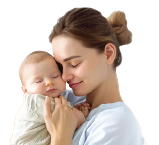 Mother holding a sleeping baby